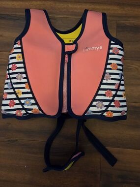 Kid's Limmy's Coral Floral Kids Swim Rashguard Life Vest Size MEDIUM 2-5 Years